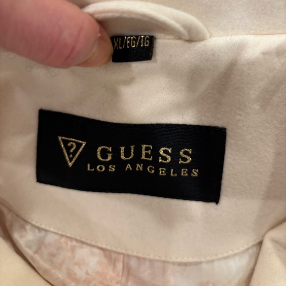 Guess Wool Blend Asymmetrical Cream Colored Wrap Coat, Size XL - Picture 12 of 16